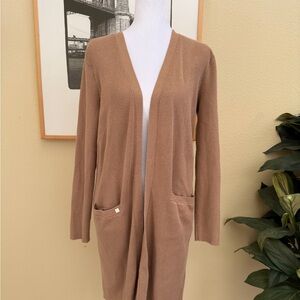 Ralph Lauren Women’s Open-Front Long Cardigan Sweater - Taupe Size Medium
